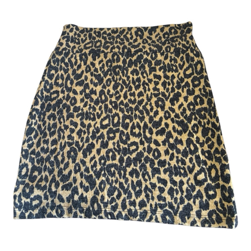 Leopard Print Mini Skirt Women's Size M Black/Tan